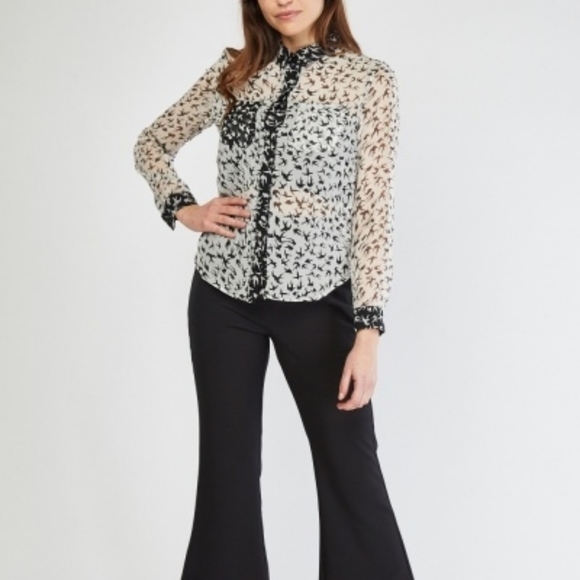 Sheer Bird Print Blouse - Picture 2 of 10